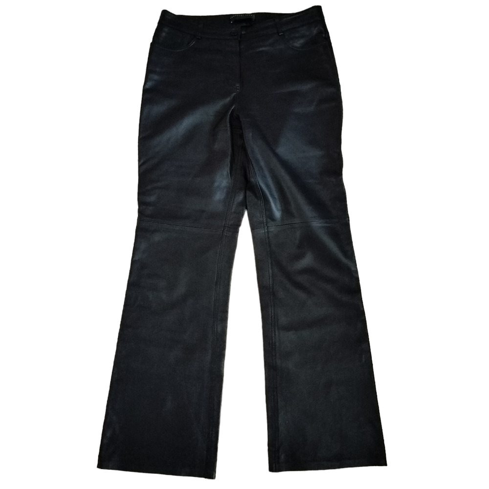 Geoffrey Beene Sport Size 8 Black Leather Pants Bootcut Goth Biker Moto Punk